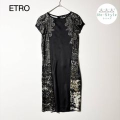 ETRO エトロ ペイズリー 切り替え 総柄 半袖 ワンピース 42 - メルカリ