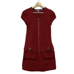 Burberry Blue Label(バーバリーブルーレーベル) ワンピース サイズ38 M レディース美品  - レッド 半袖/ロング/ニット/ジップアップ