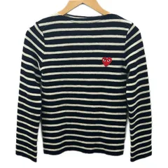 PLAY COMMEdesGARCONS(プレイコムデギャルソン) 長袖セーター サイズS美品  - AZ-N025 白×ネイビー クルーネック/ボーダー/ハートのサムネイル