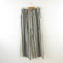 アンティカ antiqua ワイドパンツ エスニック柄 ロング オフホワイト 黒 L *A85