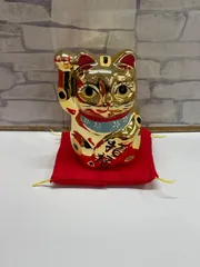 【N8-26】◇ 招き猫　招福　貯金箱　ゴールドのサムネイル