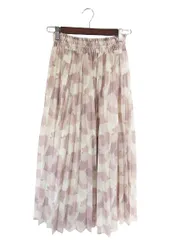 フェルゥ Feroux スカート フレア ロング プリーツ ゴムウエスト 裏地 総柄 マルチカラー サイズ2 QQQ