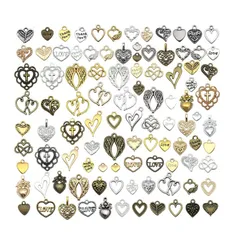 新品 [YFFSFDC] チャーム アクセサリーパーツ 100個セット ネックレス/イヤリング/ペンダント飾り ジュエリー DIY オーナメント ハンドメイド 手作り 贈り物 飾り物 工芸品 (ハートシリーズ 5色)