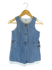 ミキハウス ダブルビー ダブルB MIKIHOUSE DOUBLE.B ワンピース デニム  ジャンパー スカート ノースリーブ ワンポイント クマ 刺繍 ネイビー サイズ100 QQQ