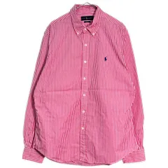 RALPH LAUREN ラルフローレン ボタンダウンシャツ ストライプ ピンク(メンズ XL)中古 古着 X9669