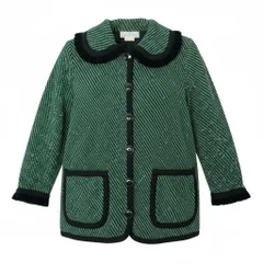 7d24 GIVENCHY ジバンシー ニットジャケット ストライプ柄 サイズ38 グリーン ブラック ウールブレンド レディース 女性服o07tのサムネイル