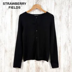 STRAWBERRY FIELDS ストロベリーフィールズ ウール ロングスリーブ カーディガン ブラックのサムネイル