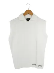 パーリーゲイツ PEARLY GATES ベスト ニット Vネック 襟  ロゴ 無地 シンプル 白 １ 国内正規 QQQ