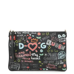 ドルチェ&ガッバーナ クラッチバッグ CLEO グラフィティ レザー DOLCE&GABBANA 黒 2wayのサムネイル