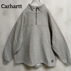 メキシコ製　Carhartt カーハート ハーフジップスウェット  メンズ2XLサイズ　グレー  ワークウェア　ビッグ　大きめサイズ　トレーナー　コットン　25-1184