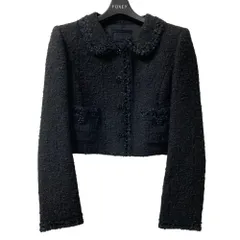 美品 FOXEY BOUTIQUE フォクシーブティック ジュエルツイード ショート丈 ジャケット 38821 サイズ38 ブラック レディース 古着 中古 USEDのサムネイル