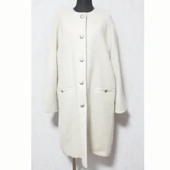 美品 23AW Simplicite シンプリシテェ ノーカラー ブークレーコート 23020700803040 ベージュ レディース 古着 中古 USEDのサムネイル