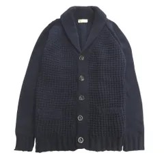 美品 ROBERTO COLLINA ロベルトコリーナ ニット ジャケット ブルゾン ショールカラー カーディガン セーター 48 ネイビー メンズ 古着 中古 USEDのサムネイル