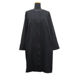 美品 Adam et Rope' アダムエロペ ノーカラー コート ジャケット ブルゾン サイズ38 紺 ネイビー レディース 古着 中古 USEDのサムネイル