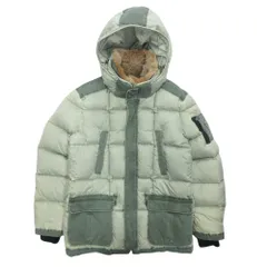良品 ARMANI JEANS アルマーニ・ジーンズ 3way ダウン ジャケット ブルゾン フード キルティング デニム サイズXL 緑 グリーン メンズ 古着 中古 USEDのサムネイル