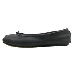 良品 Maison Margiela メゾンマルジェラ Tabi タビ レザー バレリーナ フラット パンプス 靴 S58WZ0042 サイズ37 黒 ブラック レディース 古着 中古 USED