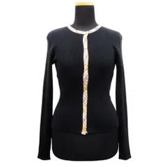 良品 BURBERRY BLUE LABEL バーバリーブルーレーベル ニット カーディガン 羽織 ノヴァチェック柄 金ボタン サイズM 黒 ブラック レディース 古着 中古 USED
