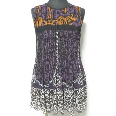 美品 VIVIENNE TAM ヴィヴィアンタム パワーネット ノースリーブ プリーツチュニック カットソー 0 パープル レディース 古着 中古 USEDのサムネイル