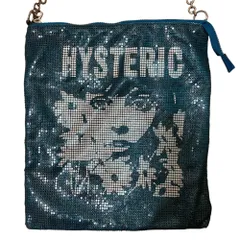 新品同様 HYSTERIC GLAMOUR ヒステリックグラマー ガールプリント チェーンバッグ ショルダーバッグ ブルー×シルバーカラー レディース 古着 中古 USED
