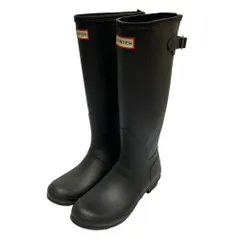 美品 HUNTER ハンター ORIGINAL BACK ADJUST レインブーツ シューズ 長靴 WFT1001RMA サイズ5 約24cm ブラック レディース 古着 中古 USED