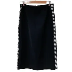 美品 BORDERS at BALCONY ボーダーズアットバルコニー Iラインボーダースカート BD2011-3H-27 サイズ36 ブラック レディース 古着 中古 USEDのサムネイル