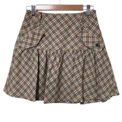 美品 BURBERRY BLUE LABEL バーバリーブルーレーベル ノバチェック フレア ミニスカート サイズ38 ベージュ レディース 古着 中古 USED