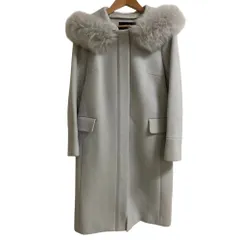 良品 JUSGLITTY ジャスグリッティー 2WAY ファーフード付き コート 48425710 サイズ2 ライトブルー レディース 古着 中古 USED