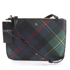 【ドンドン見直し】美品☆RALPH LAUREN ラルフローレン ロゴ金具 チェック柄 ショルダーバッグ グリーン系 正規品 レディース