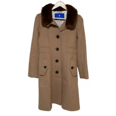 美品 BLUE LABEL CRESTBRIDGE ブルーレーベルクレストブリッジ ファインウール スタンドカラーコート 55B07-420 サイズ38 ブラウン レディース 古着 中古 USED