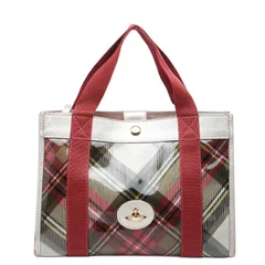 ヴィヴィアンウエストウッド チェック ハンドバッグ ピンク マルチカラー エナメル レザー レディース Vivienne Westwood【1-0265353】