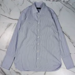 TURNBULL & ASSER BESPOKE ダブルカフス イングランド製 L/Sシャツ ストライプ M相当 オーダー品 ブルー×ホワイトのサムネイル