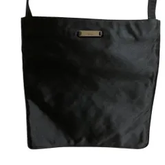 美品 PRADA プラダ ヴィンテージ プレート付き サテンショルダーバッグ ブラック レディース 古着 中古 USED