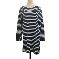 バックナンバー BACK NUMBER ワンピース チュニック ミニ ラウンドネック ボーダー L 紺 白 ネイビー ホワイトのサムネイル