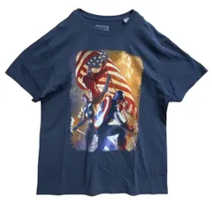 マーベル　キャプテン・アメリカ　Tシャツ　紺　２XL　アメリカ　国旗【3021】