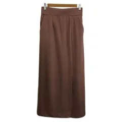 グローバルワーク GLOBAL WORK スカート タイト ロング ウエストゴム 無地 M エンジ 茶 ブラウン