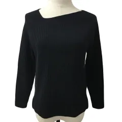 バンヤードストーム BARNYARDSTORM カットソー ニット プルオーバー アシンメトリーネック リブ 長袖 0 黒 ブラック