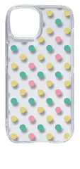 【新品未使用】iPhone15 アイフォン15 クリア ハードケース プチドット（マルチカラー） レトロ スマホ ケース