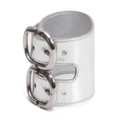 プラダPRADA メタリックダブルベルトブレスレット シルバーMのサムネイル