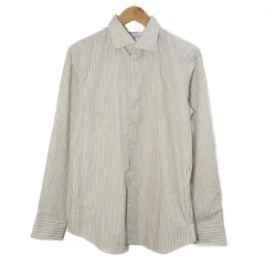 コムサイズム COMME CA ISM 美品 ストライプ シャツ 47-31IP02 Raymond社 シャンブレー 長袖 L ベージュ ホワイト /X