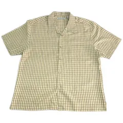 PERRY ELLIS AMERICA ペリー エリス アメリカ オープンカラー 半袖シャツ チェック カーキ(メンズ XL)中古 古着 X9911のサムネイル