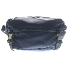 PRADA (プラダ) RE-NYLON サフィアーノレザー 三角ロゴプレート ナイロンショルダーバック ネイビー 2VH994