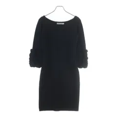 Christian Dior (クリスチャンディオール) Ruffle Sleeves Wool Dress 袖フリル ウール ワンピース ブラック レディース 1A24651AM544