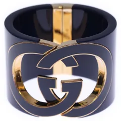 GUCCI (グッチ) インターロッキングG バングル ブレスレット ブルー GP ゴールド金具のサムネイル