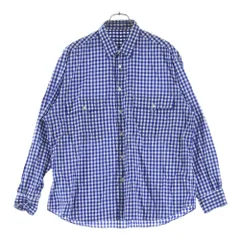 Porter Classic (ポータークラシック) Roll UP ロールアップ フロントボタン ギンガムチェック コットン 長袖シャツ ブルー/ホワイトのサムネイル