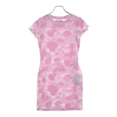 A BATHING APE (アベイシングエイプ) COLOR CAMO JERSEY DRESS カモ総柄 Tシャツワンピース 半袖 ピンク レディース 1M30235301のサムネイル