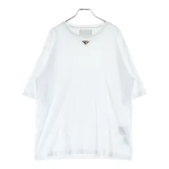 PRADA (プラダ) 23SS トライアングルロゴ 三角プレート 半袖Tシャツ カットソー ホワイト UJN861 S232 240