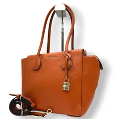 マイケルコース MICHAEL KORS MERCER マーサー 2WAY ハンドバッグ トートバッグ ショルダーバッグ ワンショルダー 斜め掛け可 自立可 パドロック シボ革 本革 オレンジブラウン レディース エレガント s79