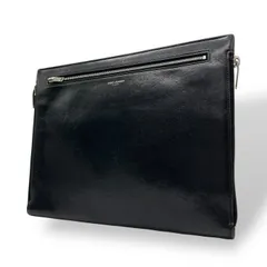 Saint Laurent Paris サンローラン パリ レザー クラッチバッグ ブラック シルバー金具 397294 セカンドバッグ メンズ レディース D7