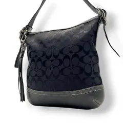 【美品】コーチ COACH ショルダーバッグ 斜め掛け可 シグネチャー キャンバス レザー ブラック 黒 ゴールド金具 9632 鞄 カバン レディース ロゴ チャーム エレガント 上品 モダン カジュアル デート ビンテージ感 クラシック S79