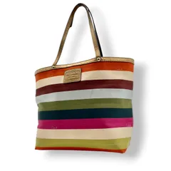 コーチ トートバッグ ワンショルダーバッグ キャンバス レザー シグネチャー マルチカラー カラフル ビンテージ クラシック エレガント 上品 華やか 鞄 手提げ 肩掛け レディース 旅行 デイリー 人気 定番 希少 自立可 総柄 ロゴ ゴールド金具 S87